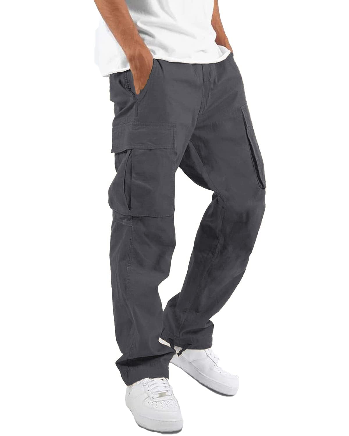 LYRXXX Men's Casual Cargo Pants Hiking Pants Workout Joggers Sweatpants for Men